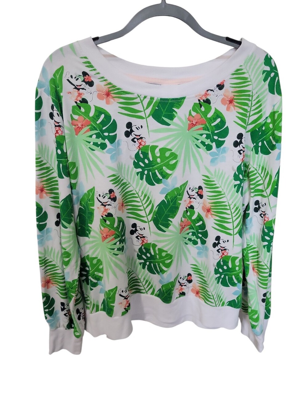 Disney Parks Mickey & Minnie Tropical Palm Leaf Sweatshirt-XL